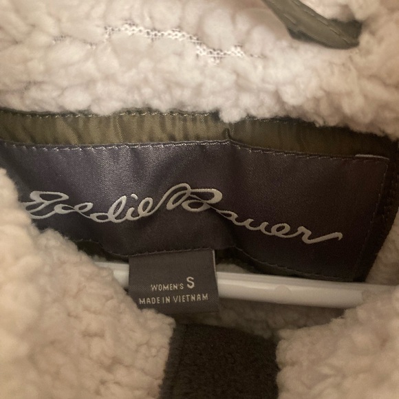 Eddie Bauer | NWT  Down Parka Olive Zip & Snap Closure Small - Picture 6 of 8